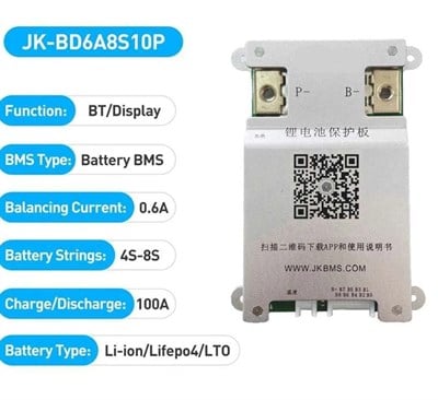 JK Smart Bms - 4-8S 100A - 0.6A BLANS-JK-B6A8S20P