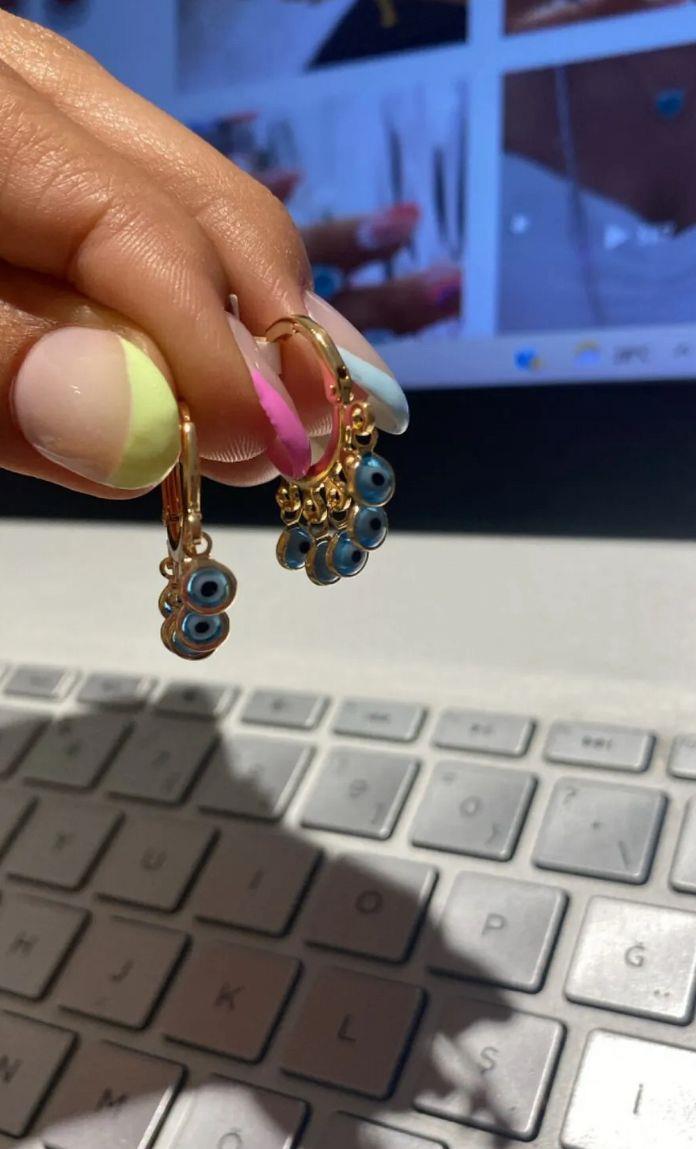 Bijoux Çoklu Sallantılı Nazar Boncuğu Küpe