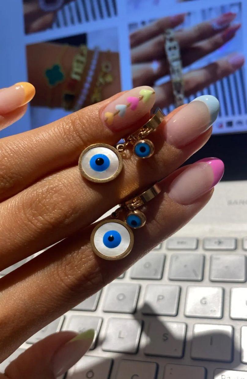 Bijoux Yuvarlak Nazar Boncuğu Küpe