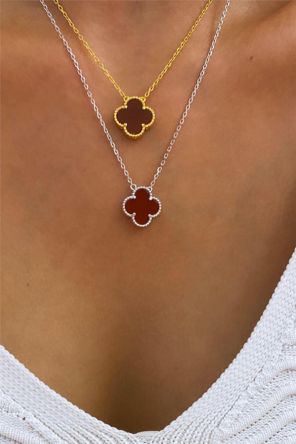 İthal Akik Clover Kolye