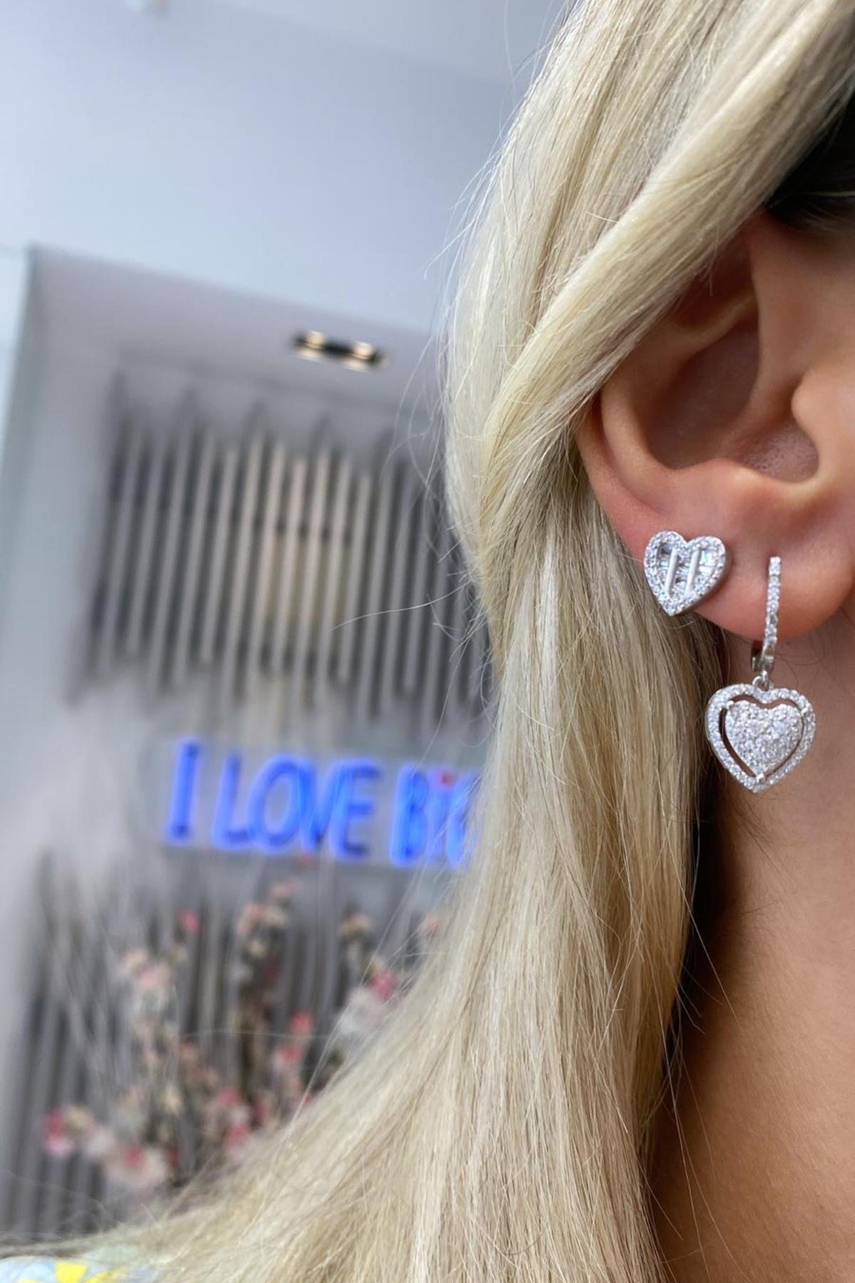 İthal Heart Sallantılı Küpe