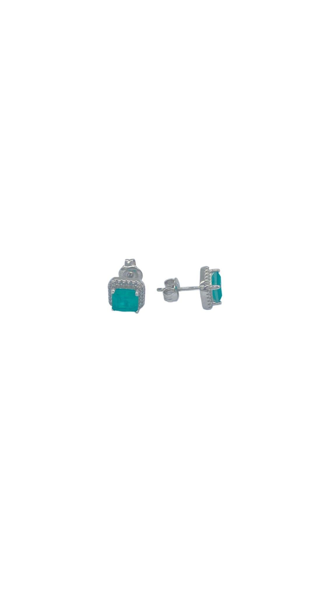 İthal Paraiba Quare Çivi Küpe