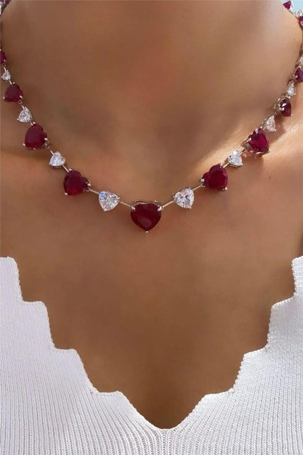 İthal Ruby Cuore Gerdanlık Kolye
