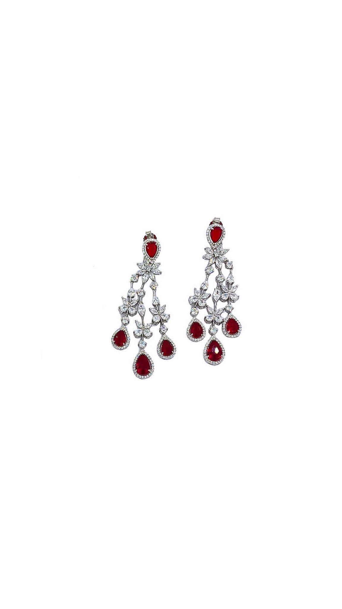 İthal Ruby Drop Marquise Küpe