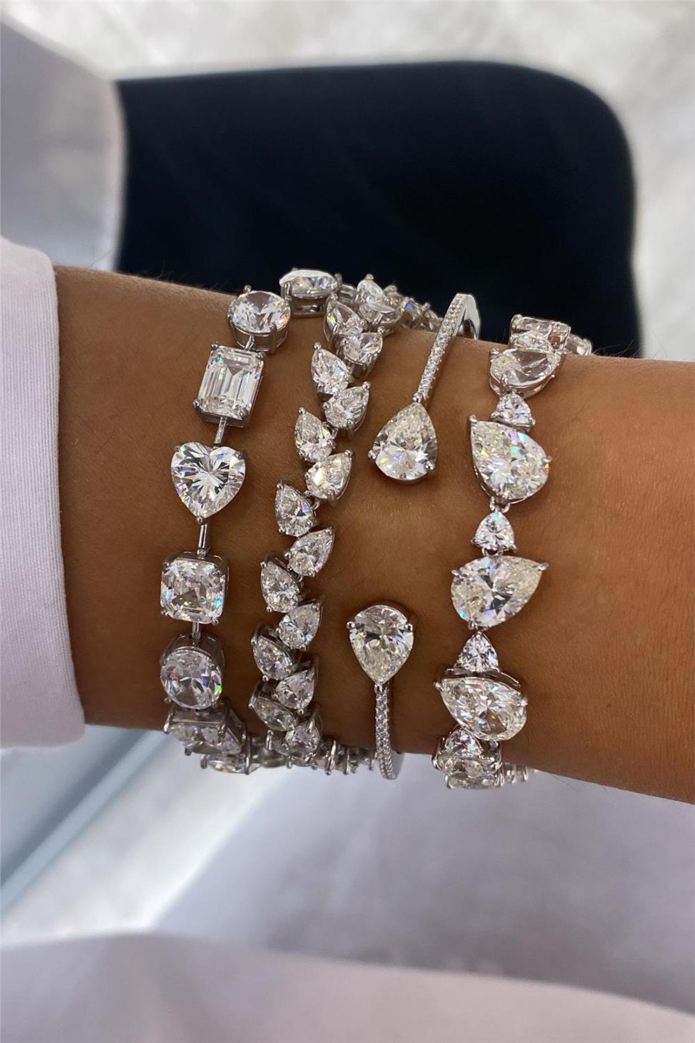 İthal Vip Seri Mozanite Drop Su Yolu Bileklik