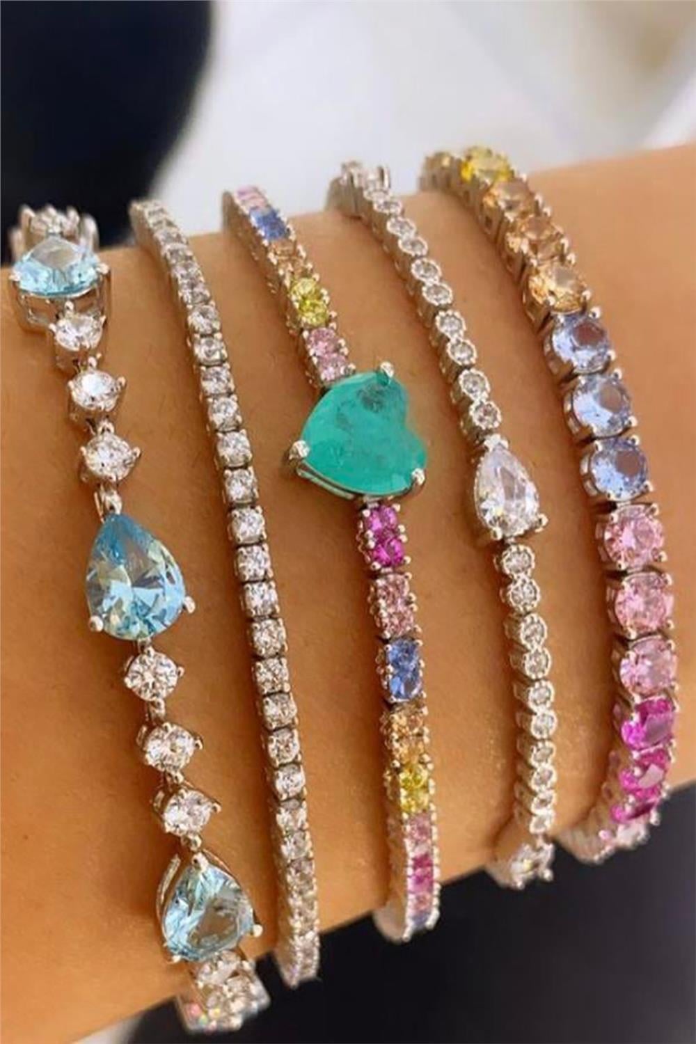 Paraiba Kalp Rainbow Su Yolu Bileklik
