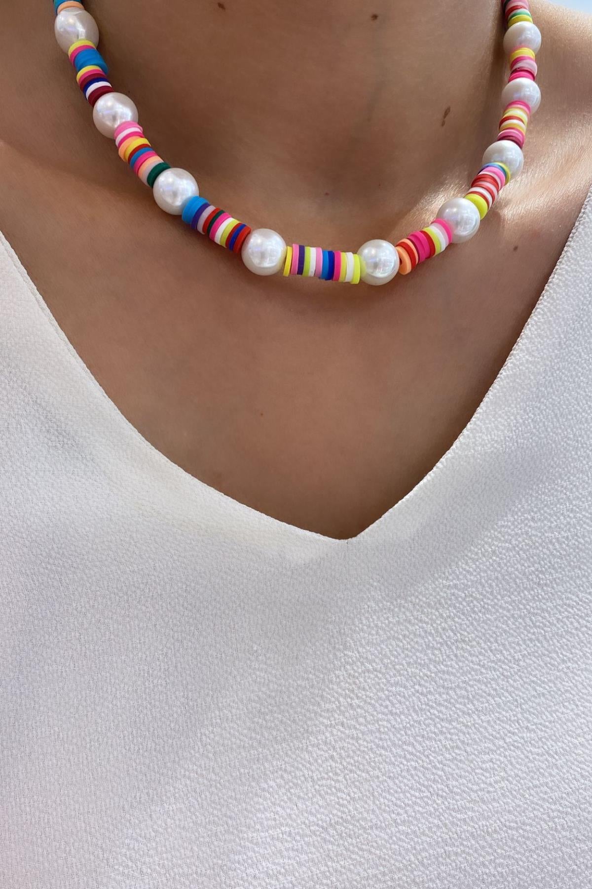 Rainbow Pearl Kolye