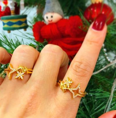 Bijoux Gold Kutup Yıldızı Taşlı Yüzük