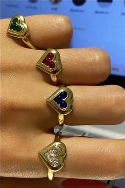 Goldie Plaka Green Heart Yüzük