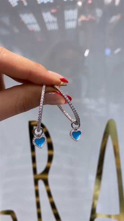 İhal Baby Blue Heart Halka Küpe