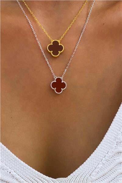İthal Akik Clover Kolye