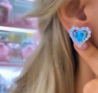İthal Blue Frame Küpe