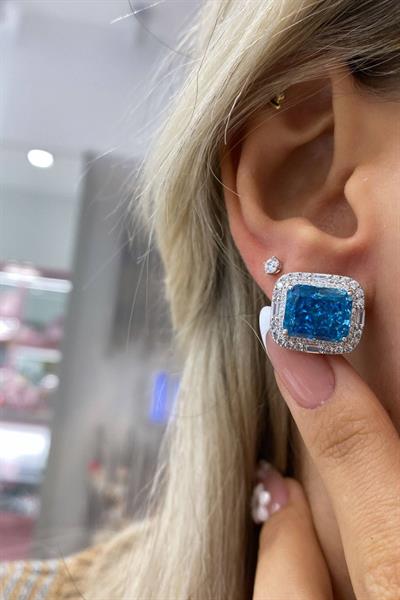 İthal Blue Quare Dipy Küpe