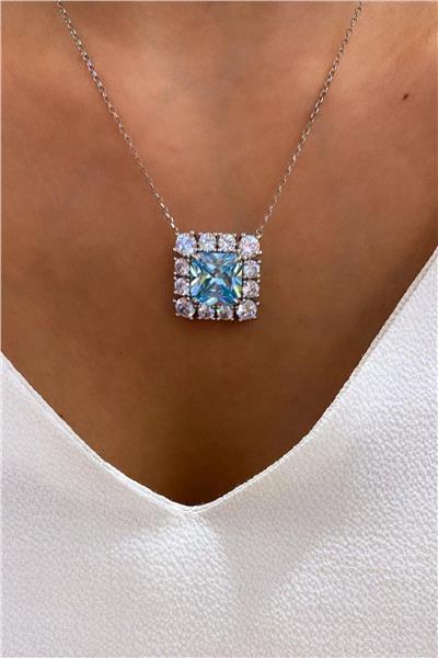 İthal Blue Quare Kolye