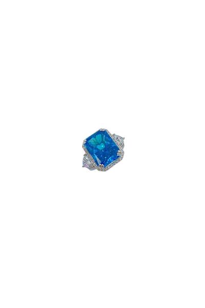 İthal Deep Blue Quare Yüzük