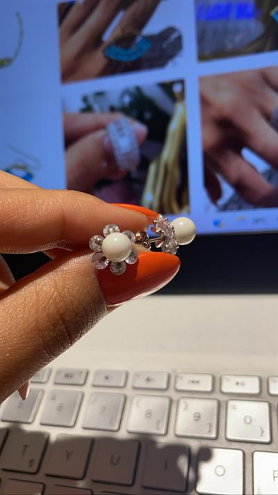 İthal Flowers Pearl Küpe