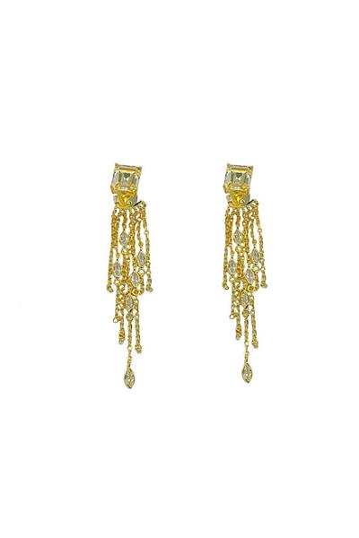 İthal Goldie Qare Drop Zincir Küpe