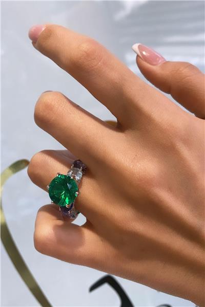 İthal Green Rainbow Celia Tektaş Yüzük