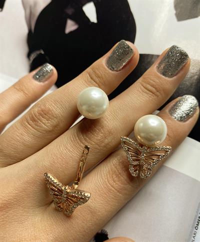 İthal İnci Butterfly Küpe