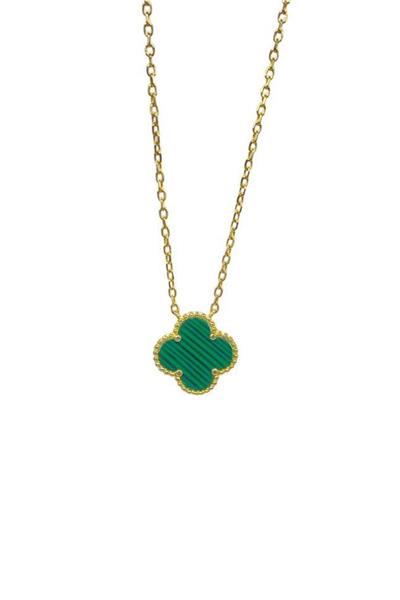 İthal Malachite Yonca Kolye