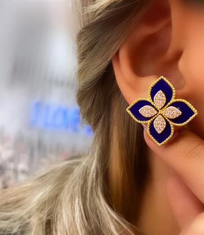İthal Navy Clover Küpe