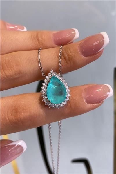 İthal Paraiba Drop Kolye