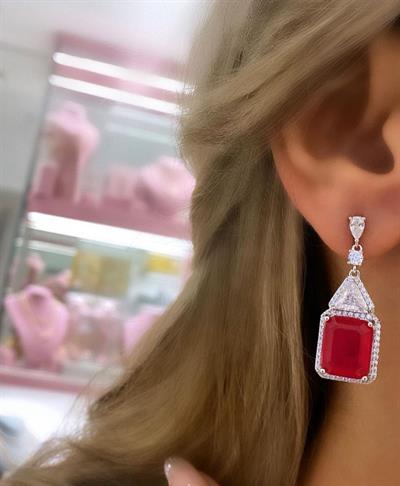 İthal Ruby Dipy Küpe