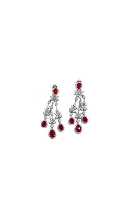 İthal Ruby Drop Marquise Küpe