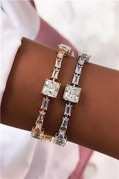 İthal Vip Seri Mozanite Baguette Quare Bileklik