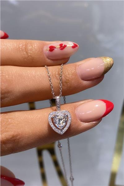 İthal Vip Seri Mozanite Cuore Kolye