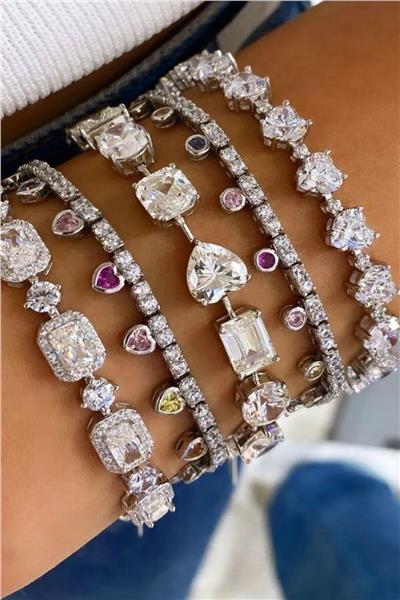 İthal Vip Seri Mozanite Heart Quare Bileklik