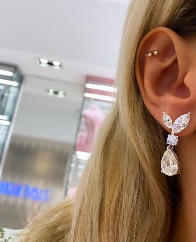 İthal Vip Seri Mozanite Markiz Damla Küpe