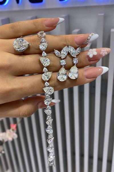 İthal Vip Seri Mozanite Markiz Damla Küpe