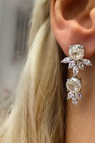İthal Vip Seri Mozanite Ovy Markiz Küpe