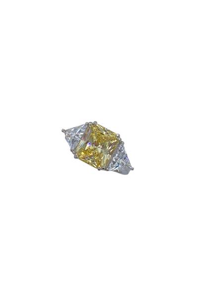 İthal Yellow Quare Tektaş Yüzük