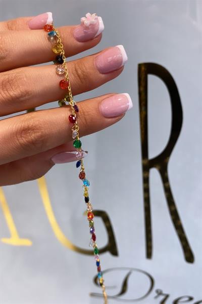 Rainbow Sallantılı Taşlı Halhal