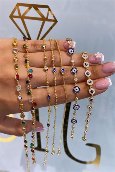 Rainbow Sallantılı Taşlı Halhal