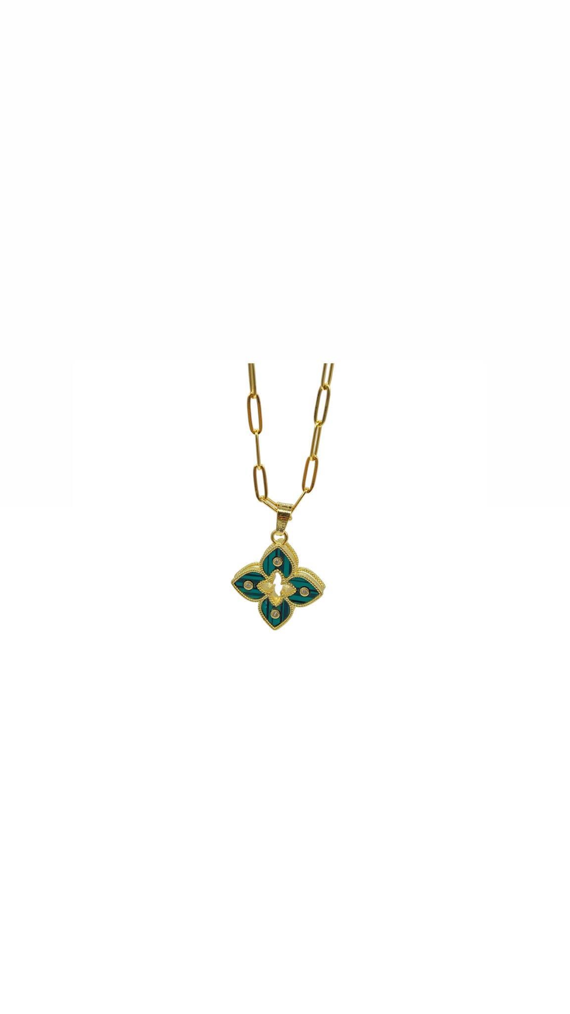 Bijoux Malachite Clover Kolye