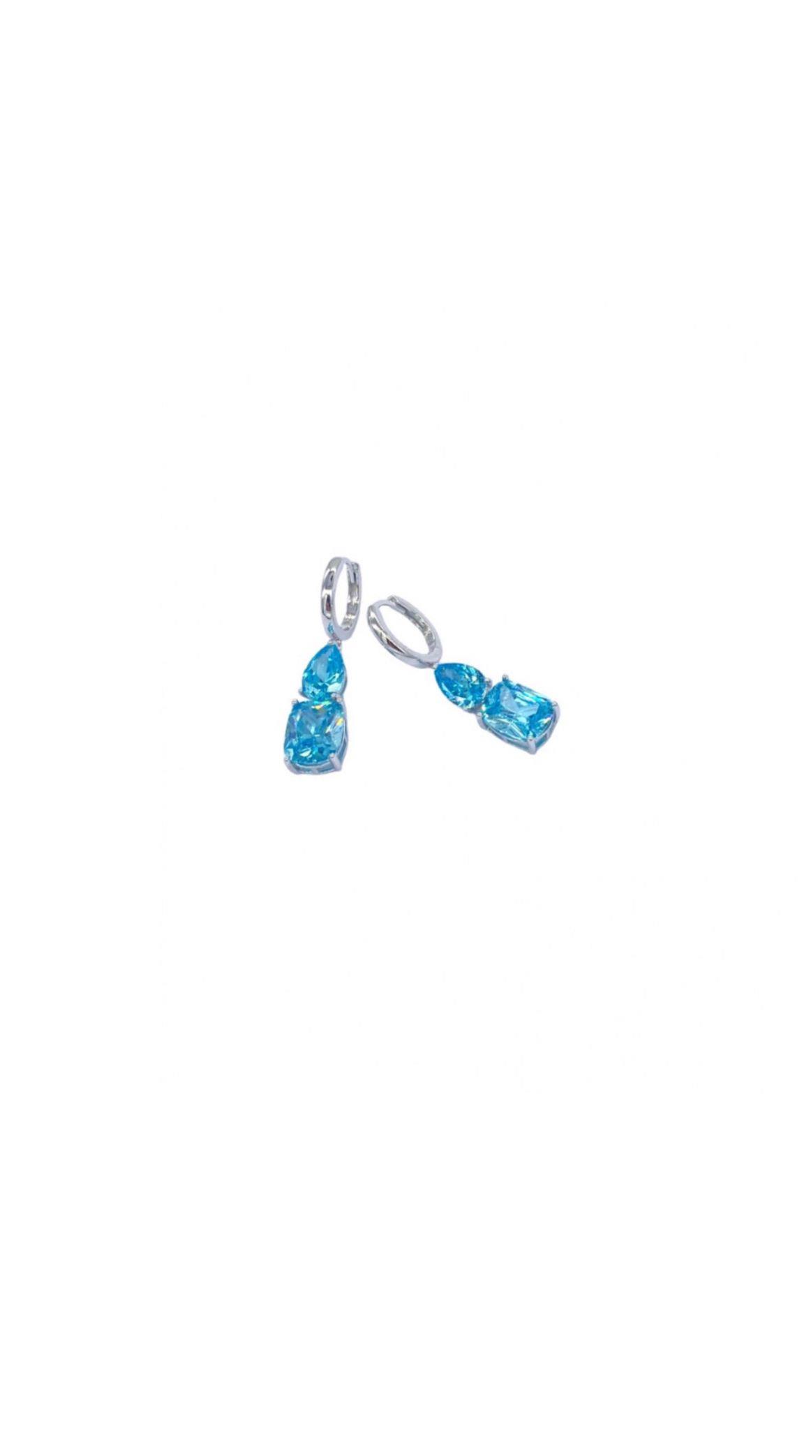 İthal Blue Drop Quare Küpe
