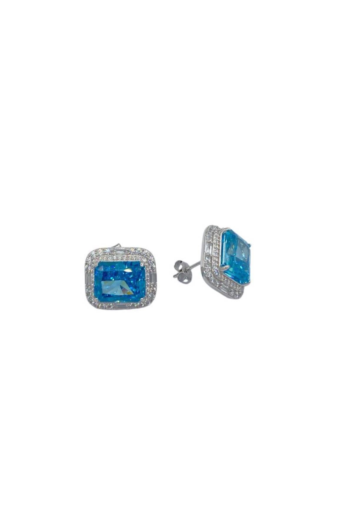 İthal Blue Quare Dipy Küpe