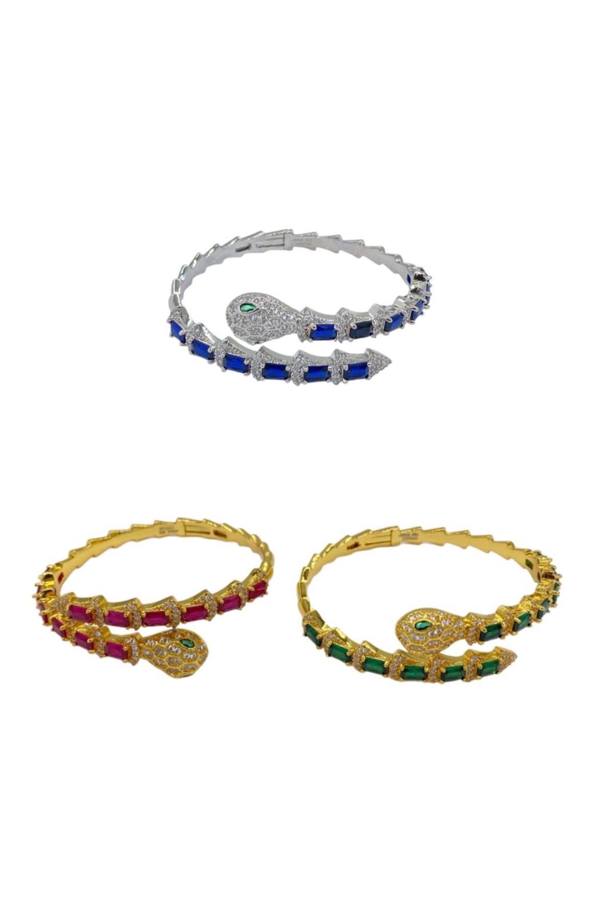 İthal Goldie  Baguette Snake Bilezik