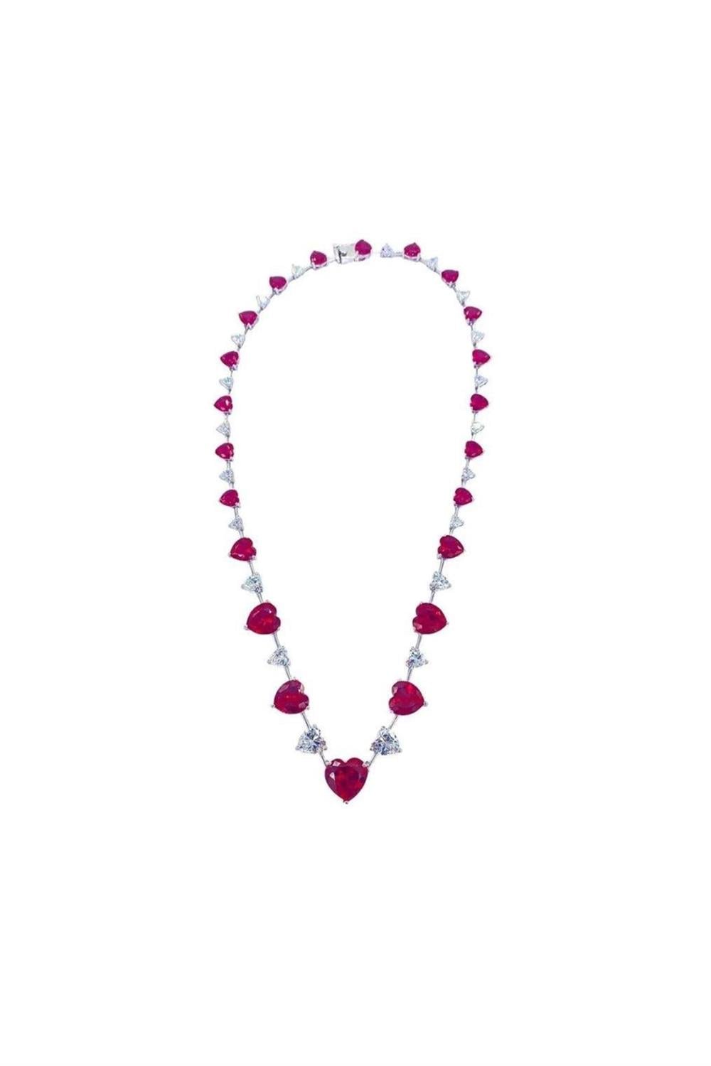 İthal Ruby Cuore Gerdanlık Kolye