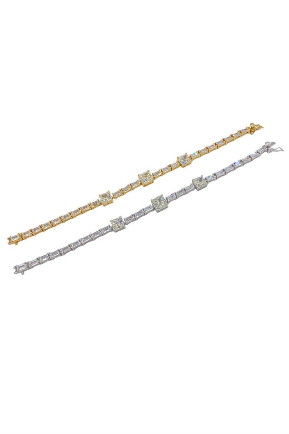 İthal Vip Seri Mozanite Baguette Quare Bileklik
