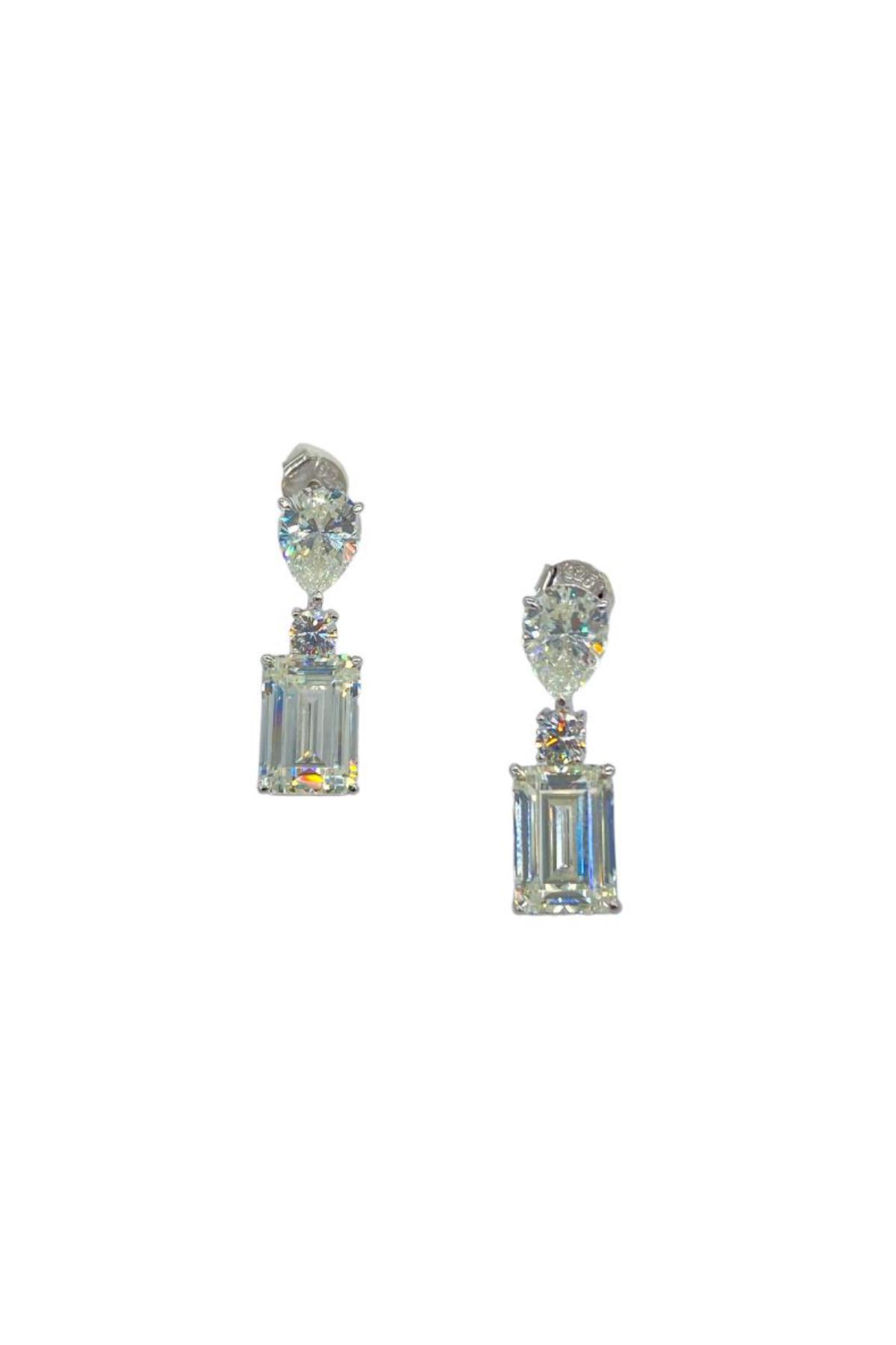 İthal Vip Seri Mozanite Drop Dipy Küpe