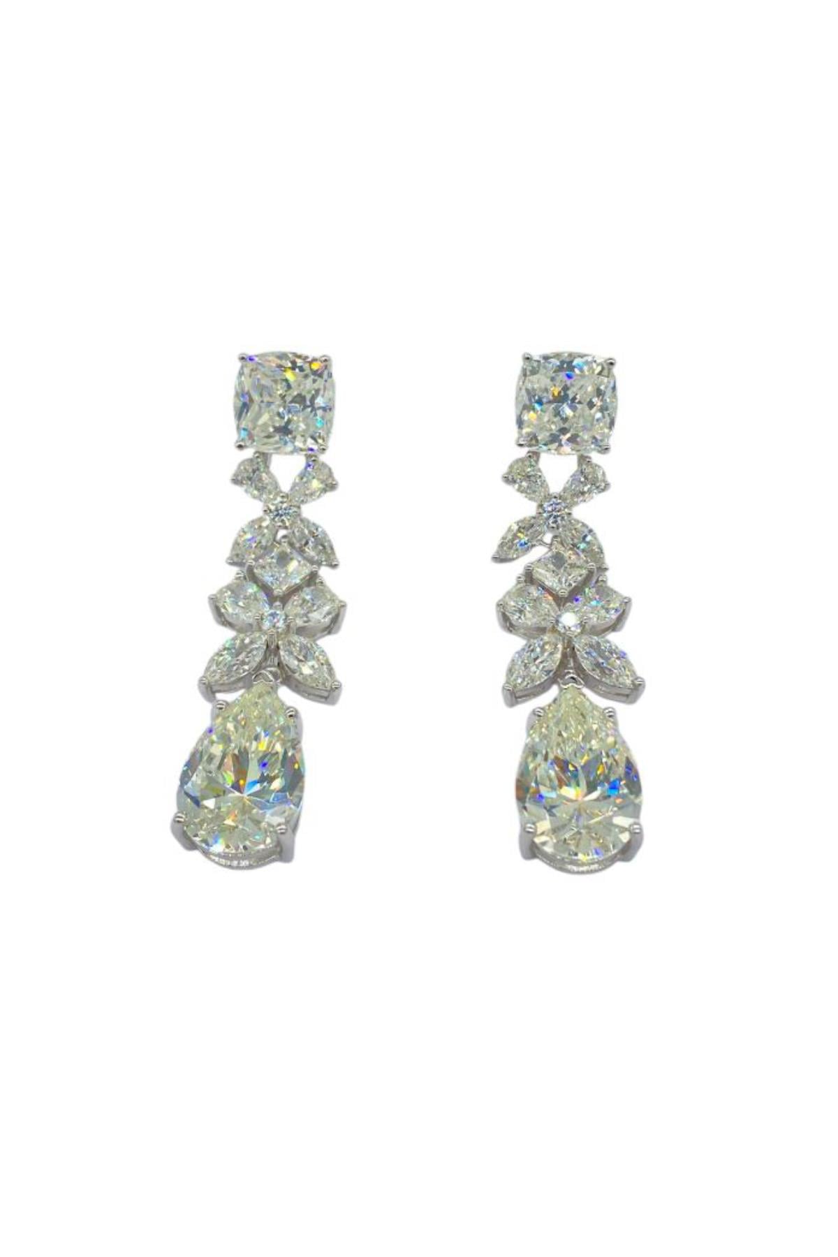İthal Vip Seri Mozanite Flories Drop Küpe