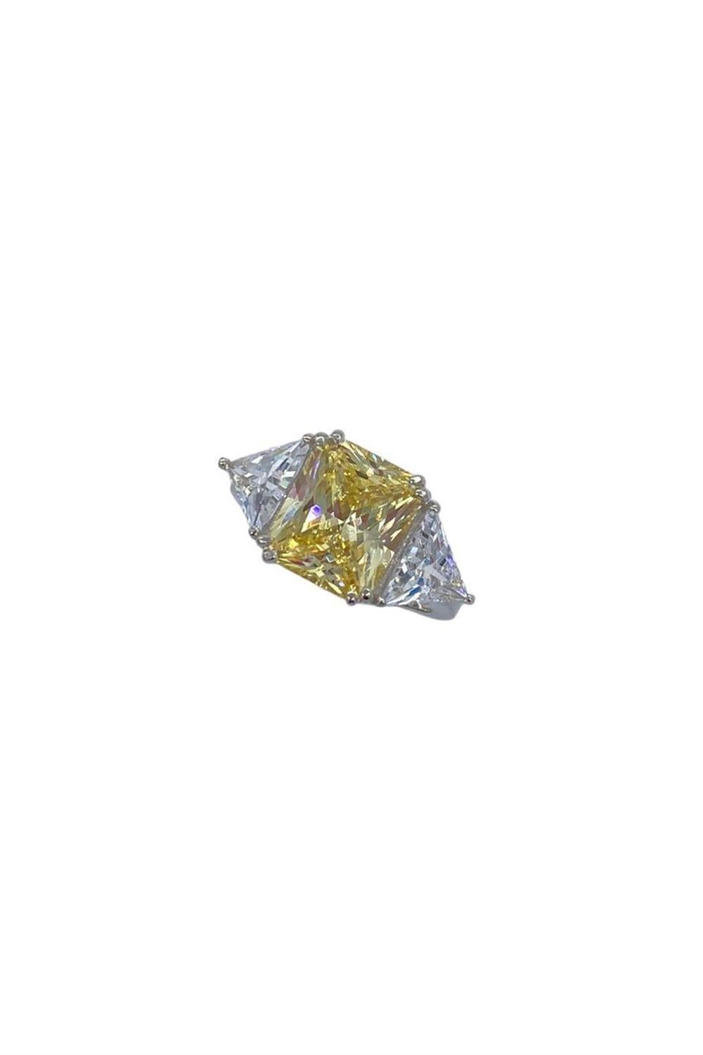 İthal Yellow Quare Tektaş Yüzük