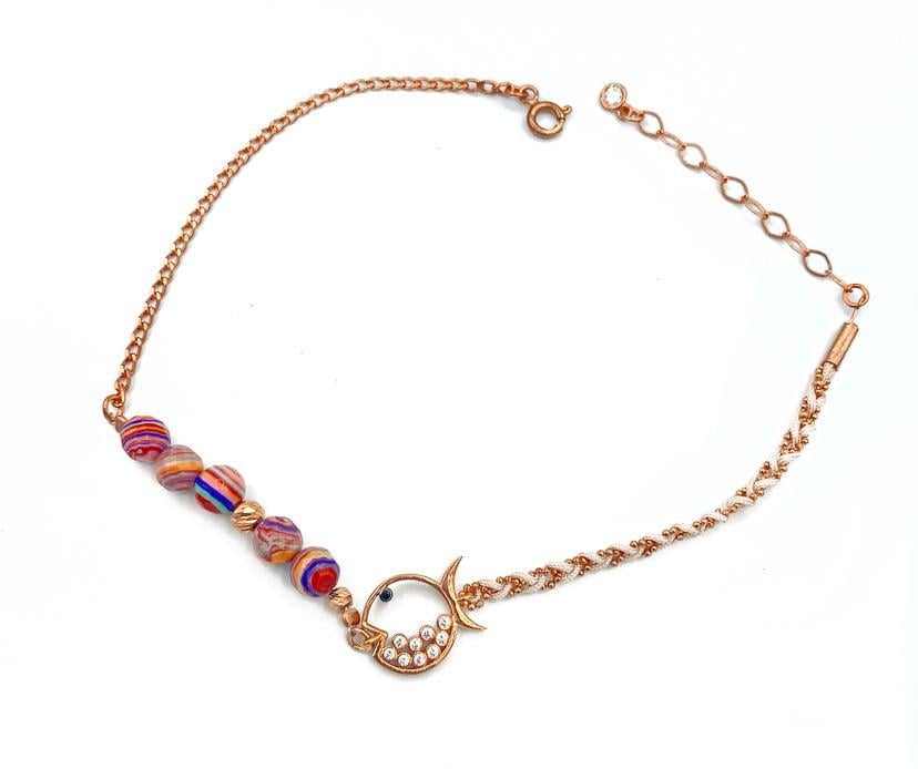 Krem İpek İpli Balık Halhal