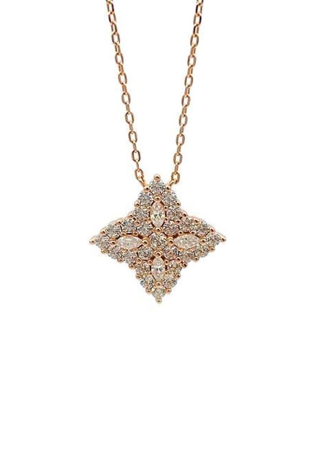 Taşlı Rose Clover Kolye
