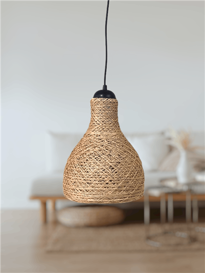 23 Cm X 27 Cm X 87 Rustik Jüt Halatlı Sarkıt Lamba Avize Keten Ip Başlık Küre Top Sarkıt Avize Huni