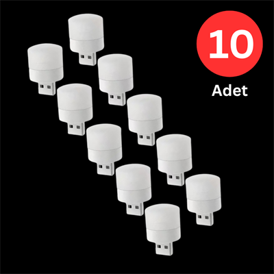 10lu USB Mini LED Gece Lambası – Taşınabilir Pratik Aydınlatma, Laptop Powerbank Uyumlu
